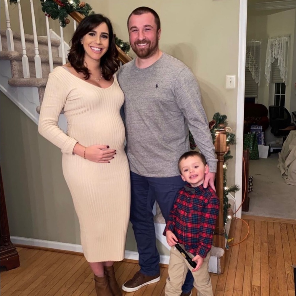 Pink Blush cream maternity dress - wore once